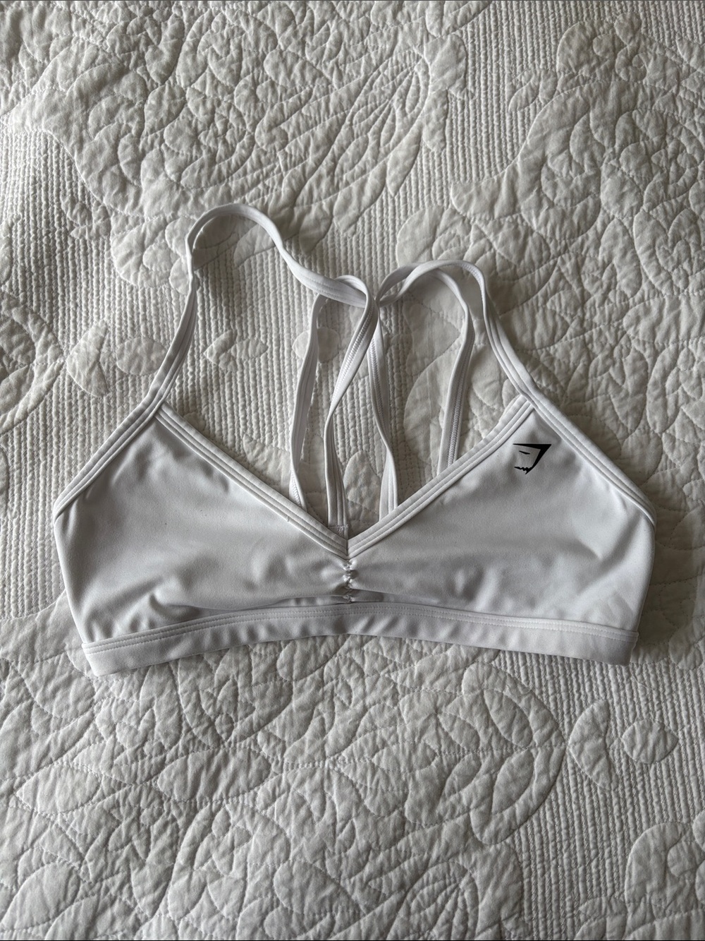 Gymshark White Double-Strap Low-Impact Sports Bra